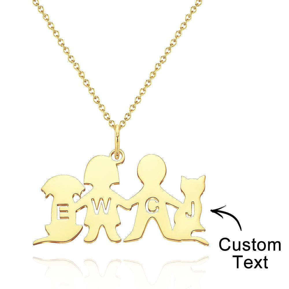 Personalized Family Animal Necklace Custom Engraved Initial Dog and Cat Necklace for Women - soufeelmy