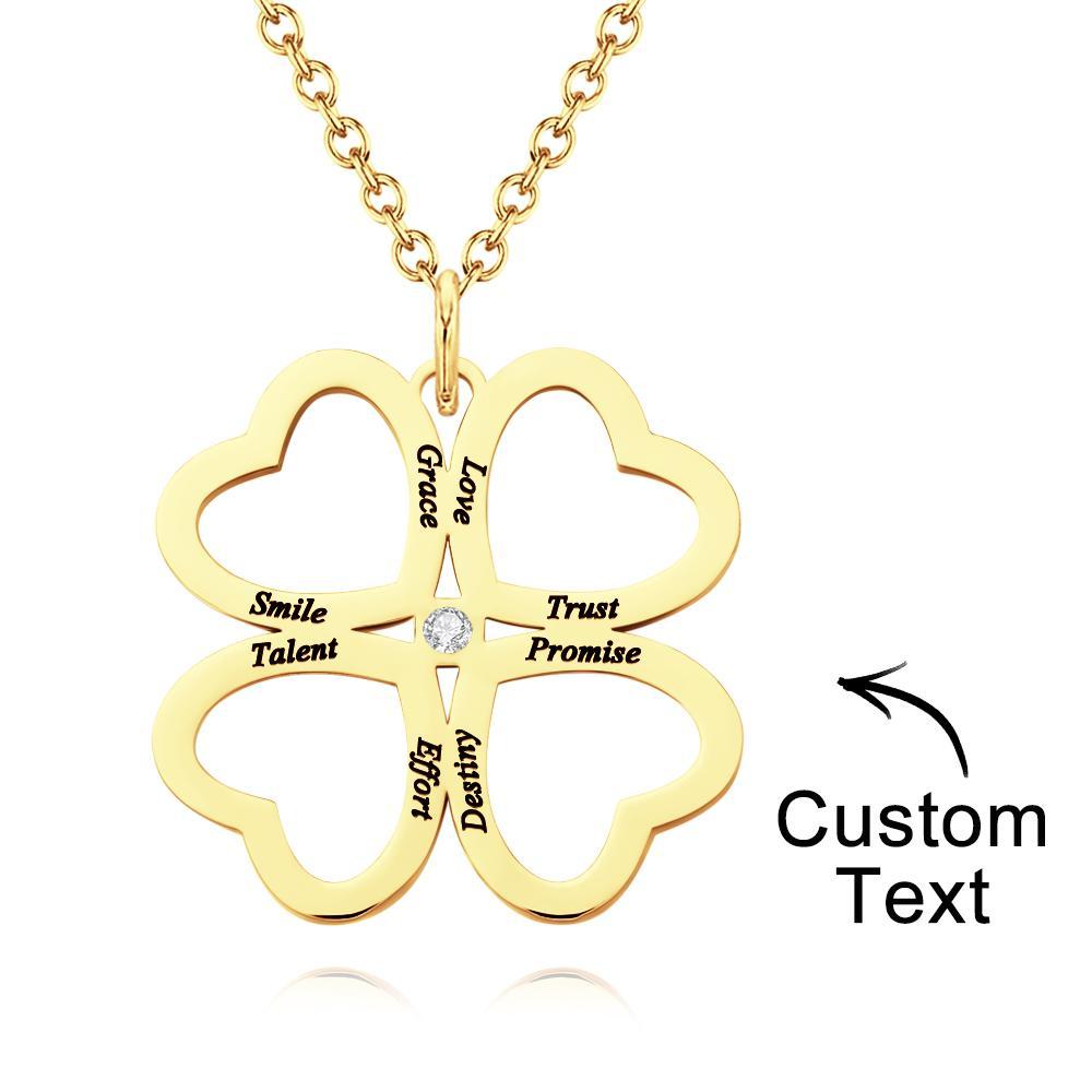 Personalized Four Leaves Clover Necklace Custom Unique Name Necklace for Her - soufeelmy