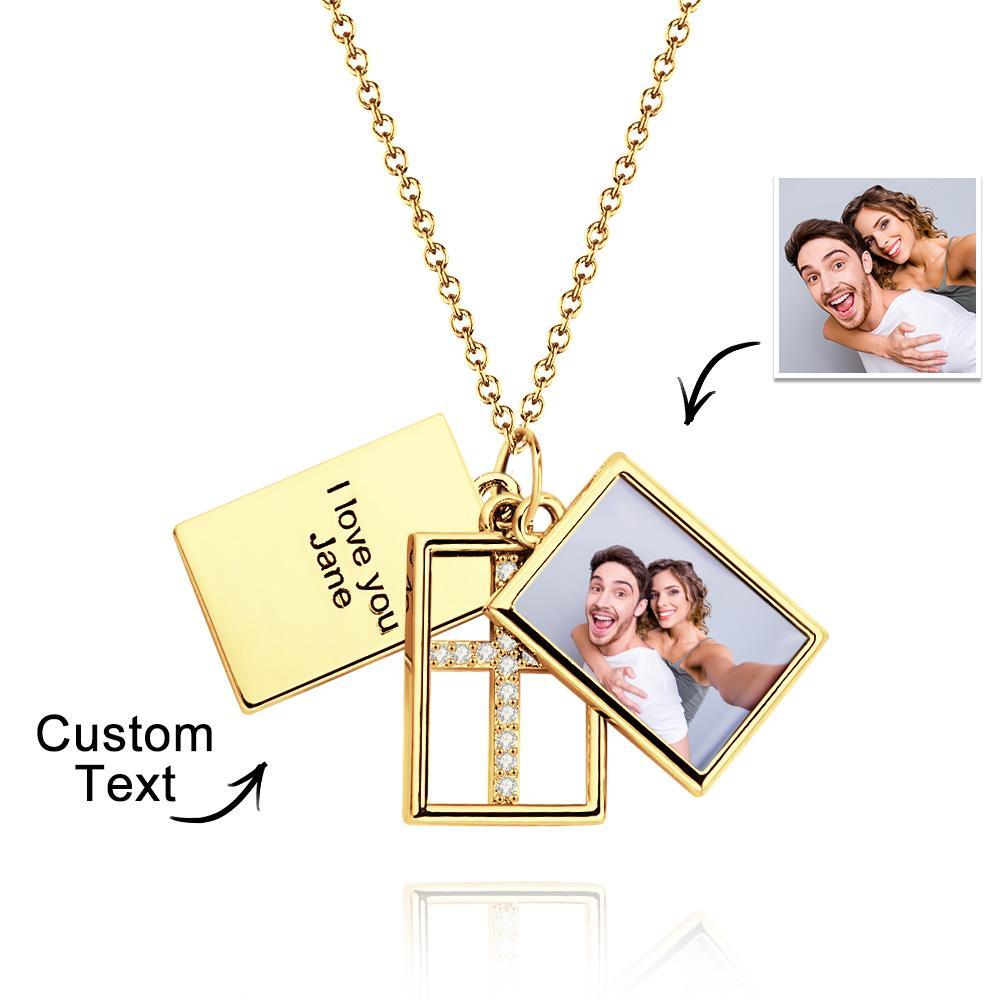 Custom Photo Engraved Necklace Multi-layer Creative Cross Gifts - soufeelmy