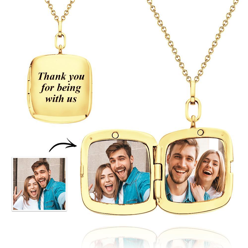 Custom Locket Photo Necklace Personalized Engraved Memorial Picture Pendant Gift For Her - soufeelmy