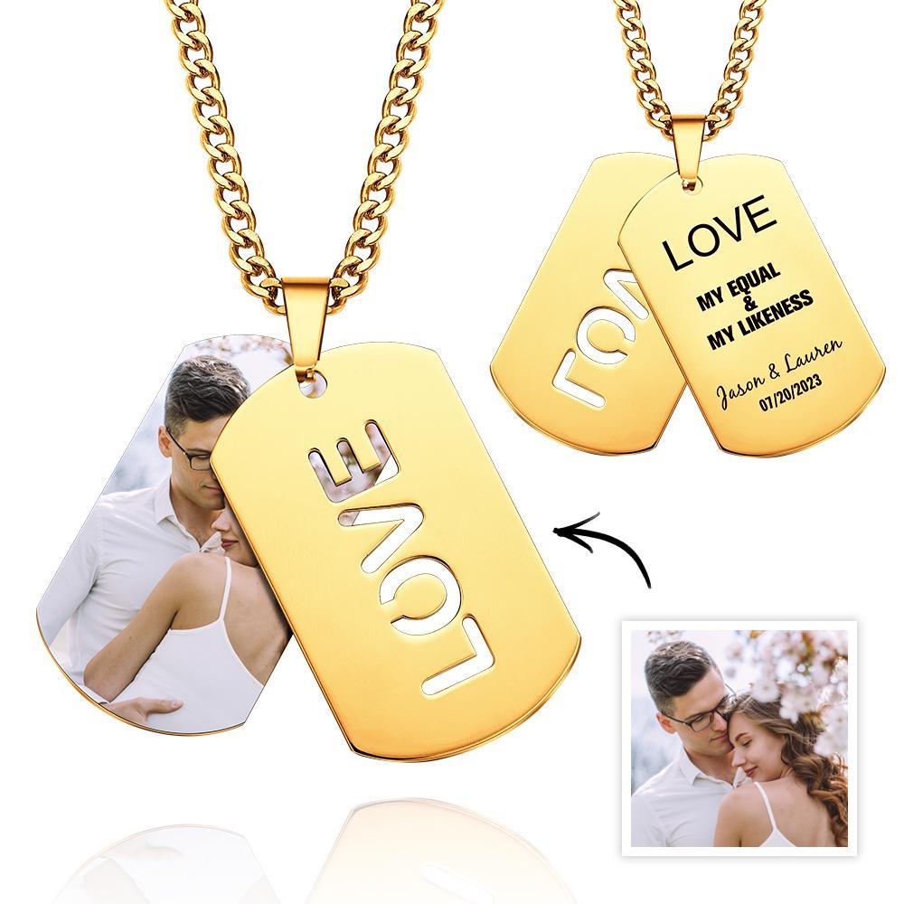 Double Dog Tag Personalised Message Steel Mens Pendants Men Women Boyfriend Bride Groomsman Gift - soufeelmy