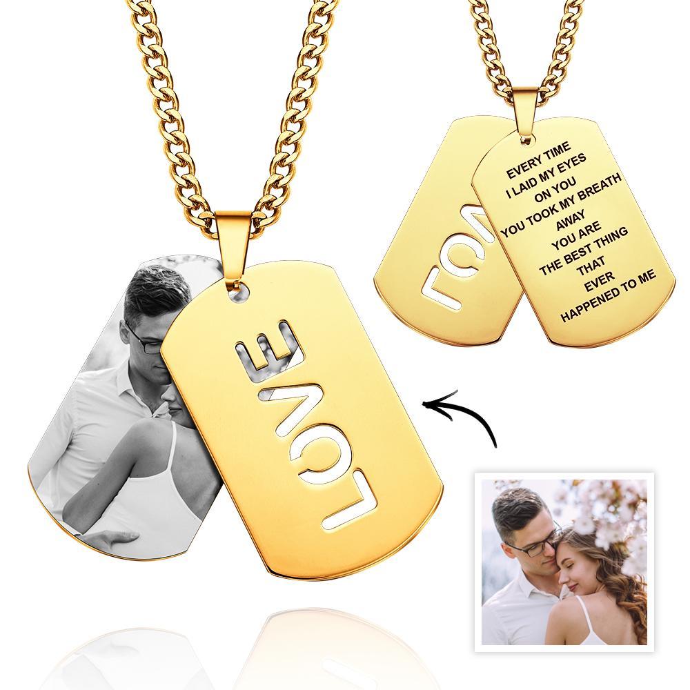 Double Dog Tag Personalised Message Steel Mens Pendants Men Women Boyfriend Bride Groomsman Gift - soufeelmy