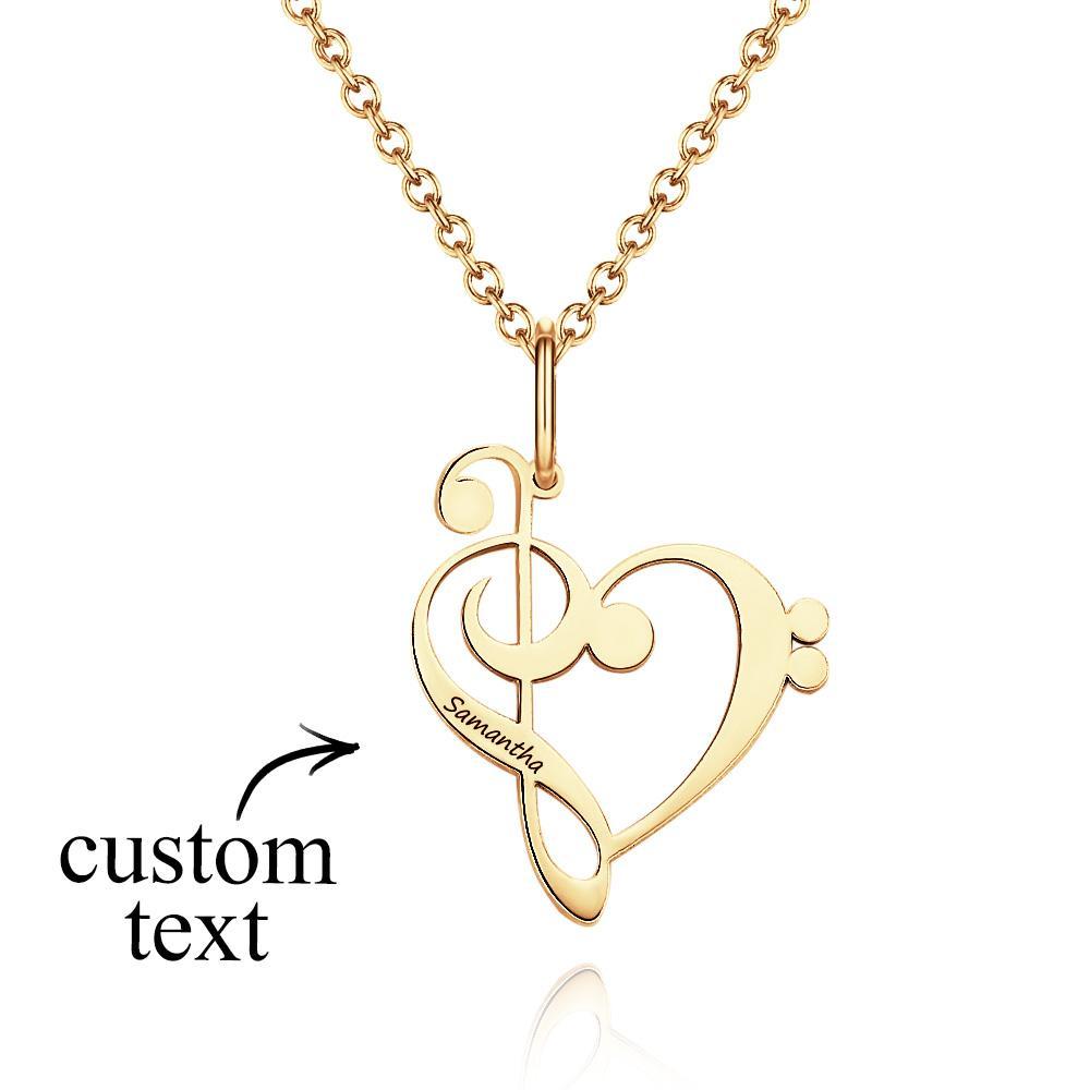 Personalized Treble Clef Bass Clef Music Teacher Gift Engraved Necklace Music Note Appreciation Jewelry for Piano Teacher - soufeelmy