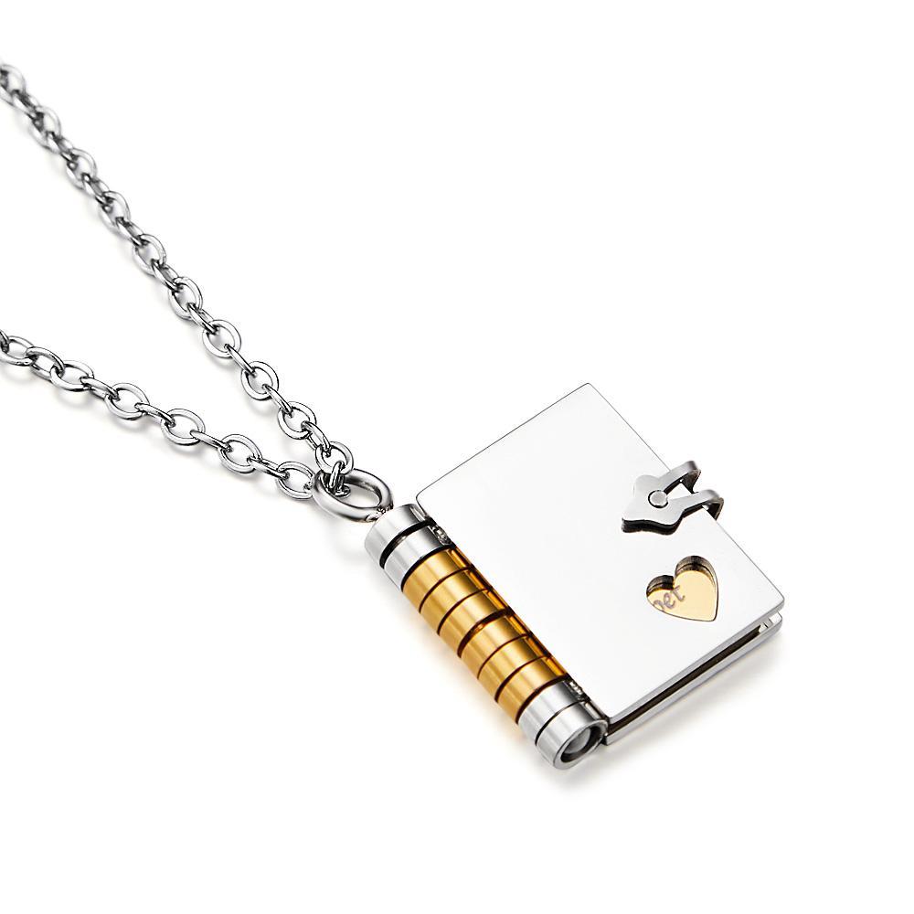 Personalised Silver Petite Book Locket Necklace Pendant Charm Message Necklace Memory Gift for Her - soufeelmy