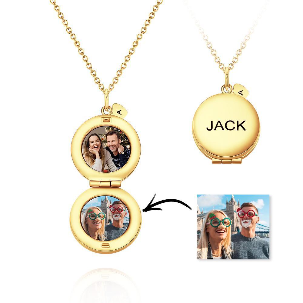 Custom Photo Engraved Necklace Earth Modeling Flip Photo Creative Gift