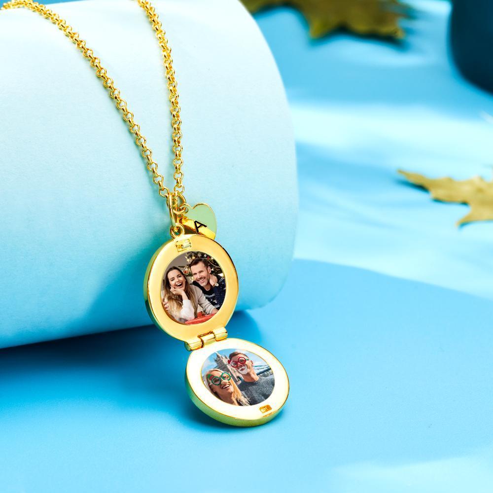Custom Photo Engraved Necklace Earth Modeling Flip Photo Creative Gift