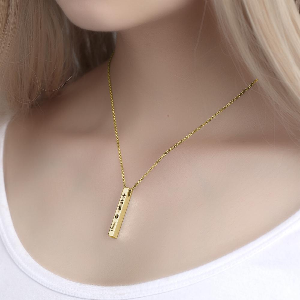 Personalized Custom Music Scan Song Spotify Code Necklace Flexible Square Shaped Bar Necklace Engraved Name Pendant Jewelry Gift - soufeelmy