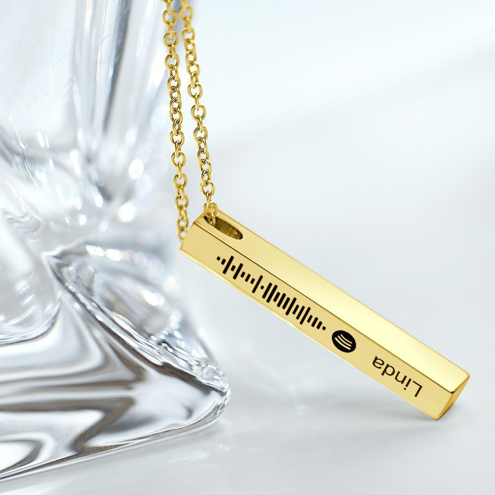 Personalized Custom Music Scan Song Spotify Code Necklace Flexible Square Shaped Bar Necklace Engraved Name Pendant Jewelry Gift - soufeelmy