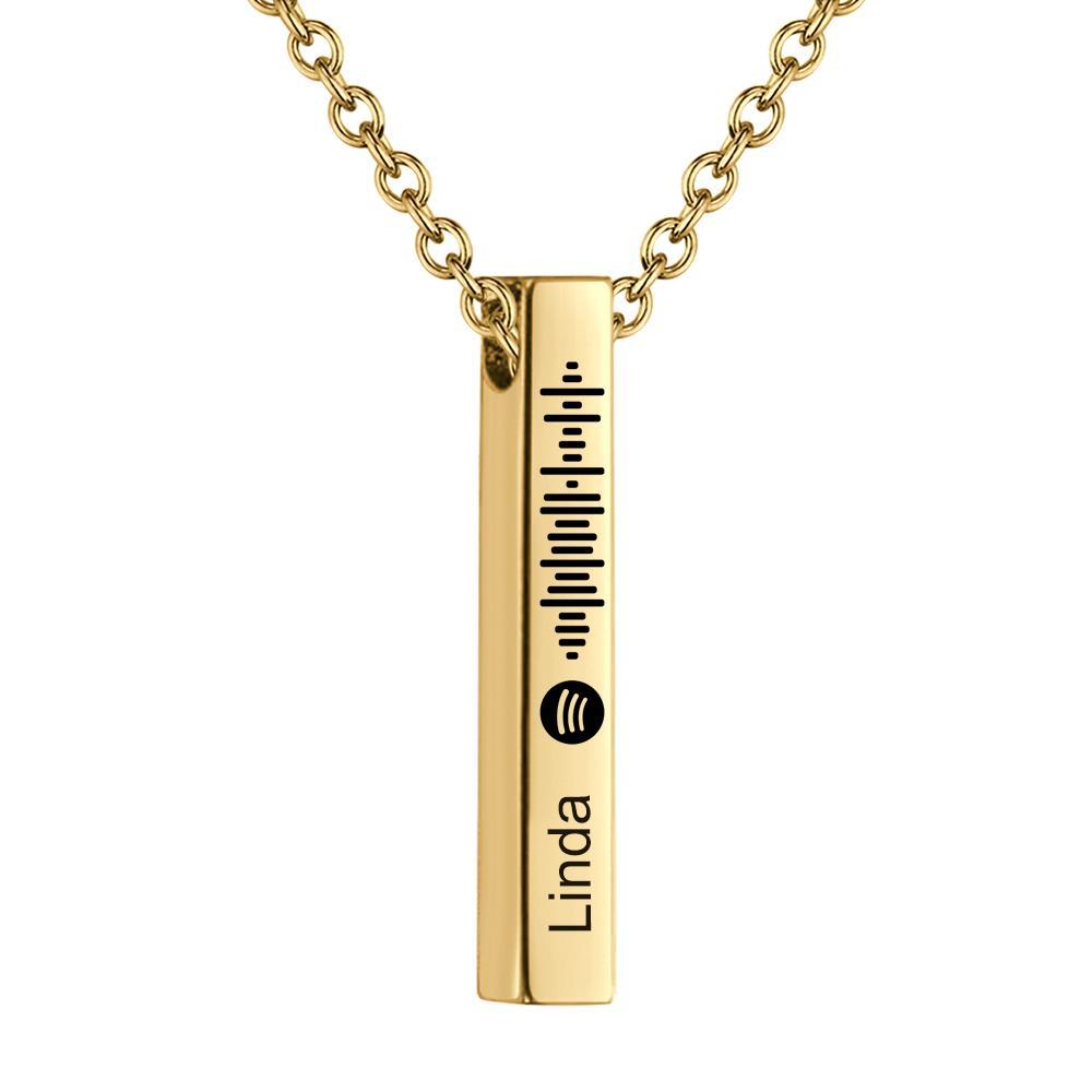 Personalized Custom Music Scan Song Spotify Code Necklace Flexible Square Shaped Bar Necklace Engraved Name Pendant Jewelry Gift - soufeelmy