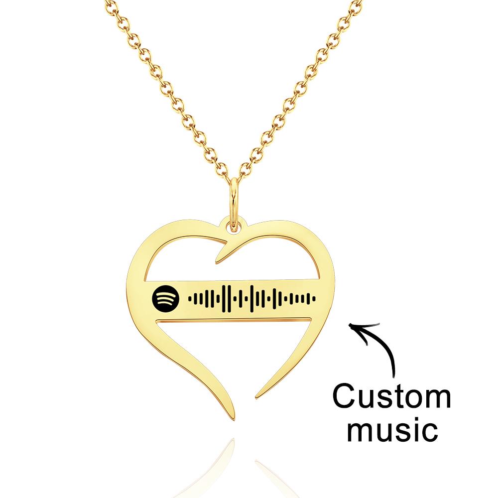 Scannable Spotify Code Necklace Hollowed Heart Shaped Necklace Gifts for Girlfriend - soufeelus
