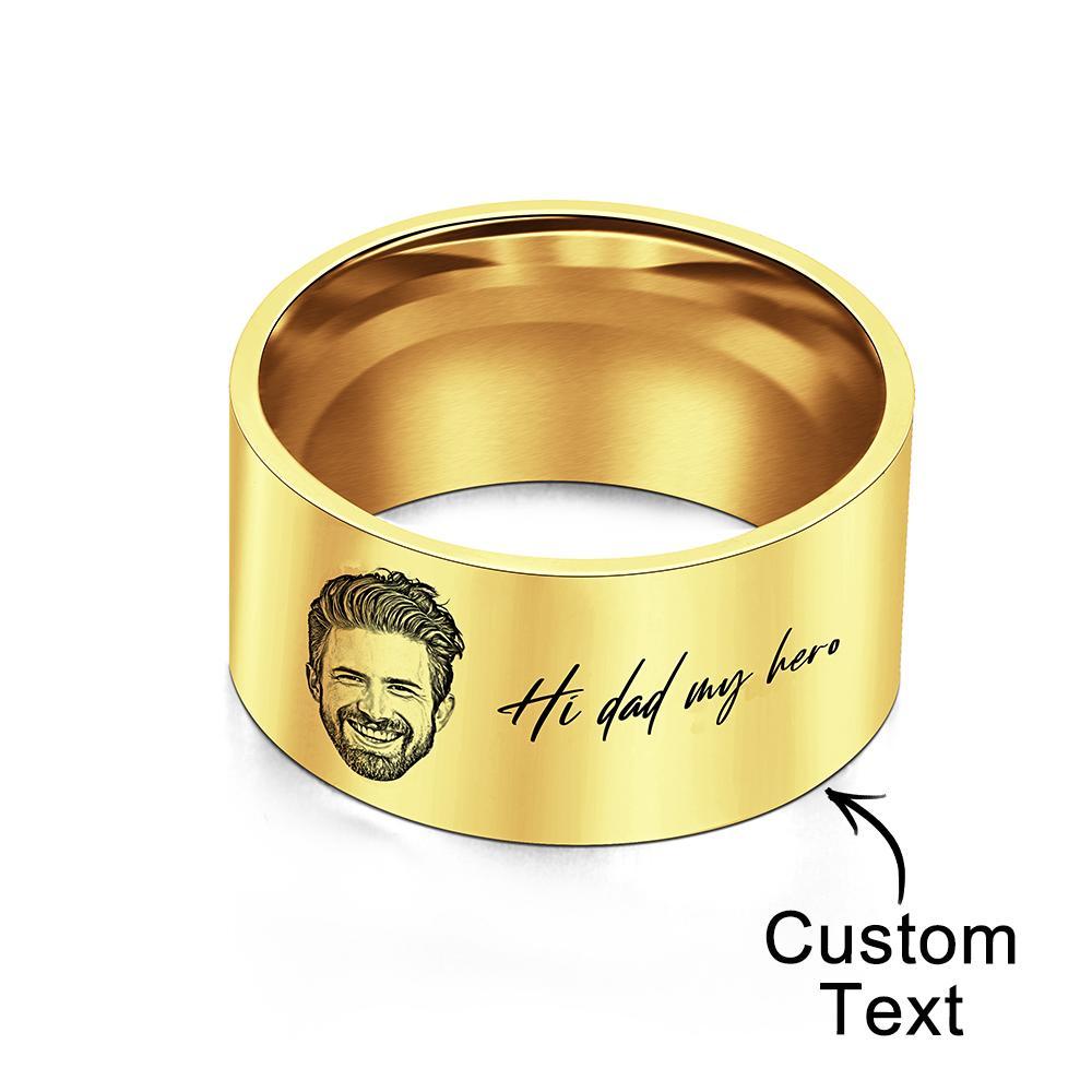 Custom Men's Ring Personalized Photo Ring With Engraved Words Perfect Gift For Daddy On Father's Day - soufeelmy