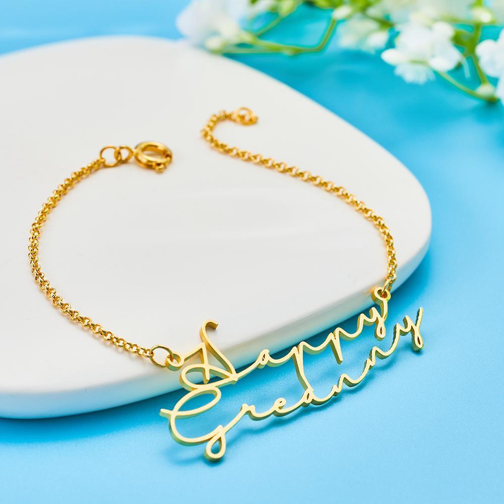 Custom Engraved Bracelet Dainty Name Bracelet for Women