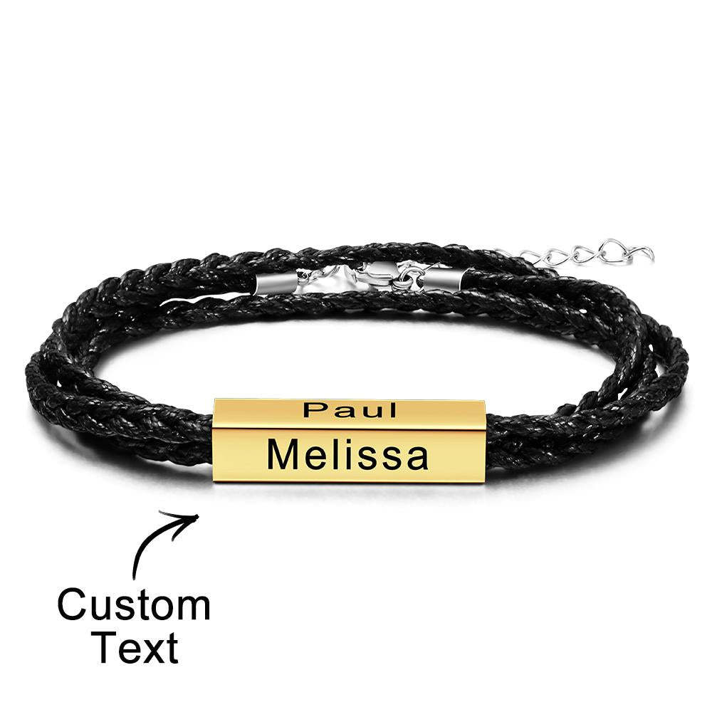 Custom Engraved Bracelet Around Engraved Weave Gifts for Man - soufeelmy