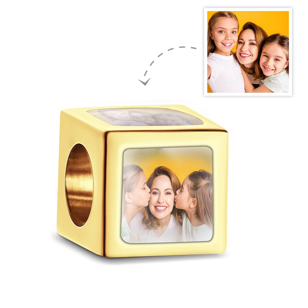 Custom Four-Sided Photo Charm Square Copper Charm Creative Gift For Mom - soufeelmy