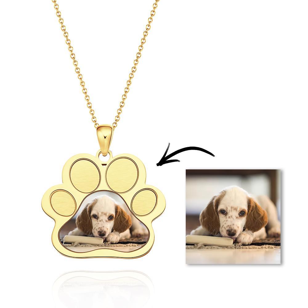 Custom Photo Necklaces Paw Print Pendant Cute Dog Pendant