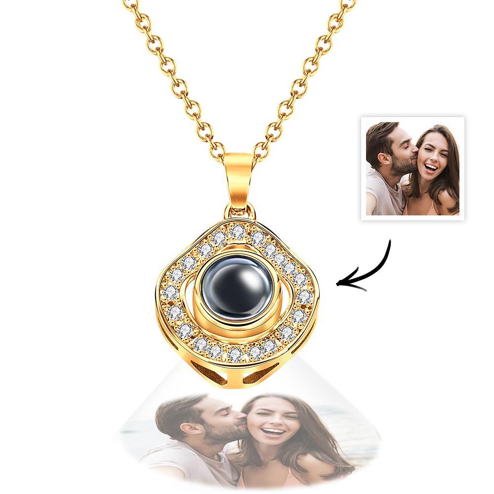 Personalized Photo Projection Necklace Charming Rhinestone Pendant Jewelry Gift For Her - soufeelmy