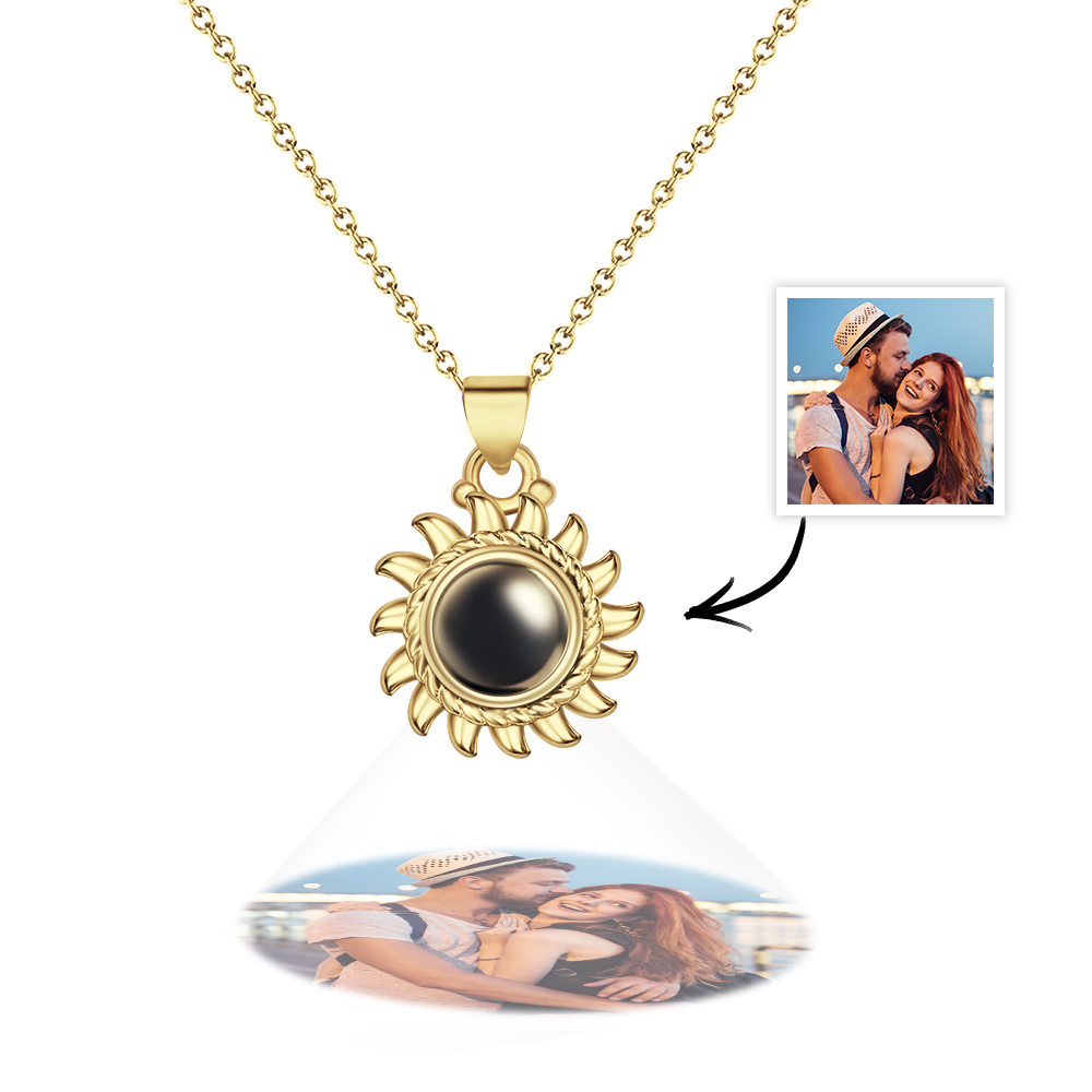 Custom Photo Projection Sunflower Necklace Personalized Stylish Pendant Jewelry Gifts For Her - soufeelmy