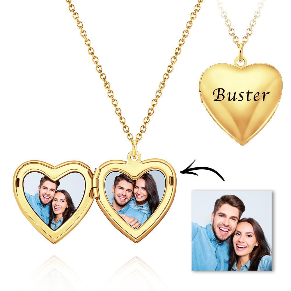 Custom Photo Engraved Necklace Heart-shaped Locket Necklace Creative Gift - soufeelmy