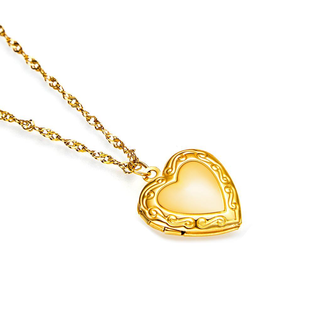 Gold Vintage Heart Locket Necklace Personalized Gift for Best Friend Sibling Christmas Gift - soufeelmy