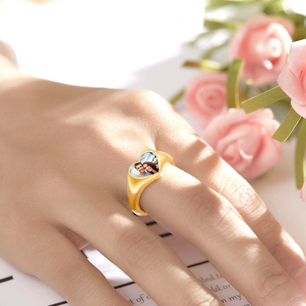 Heart-shaped Photo Ring personalized Women's Jewelry Mother's Day Gifts - soufeelmy