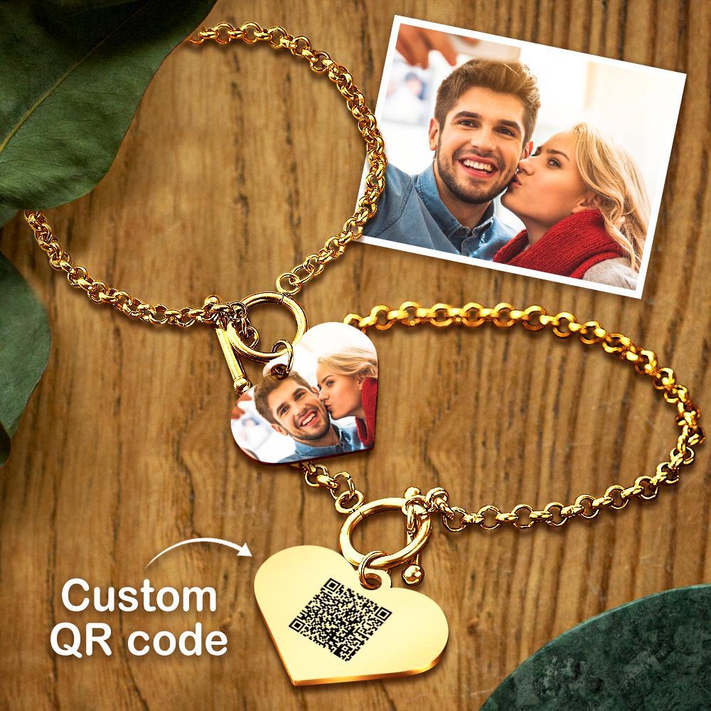 Custom QR Code Bracelets Photo Bracelets with Heart Gifts