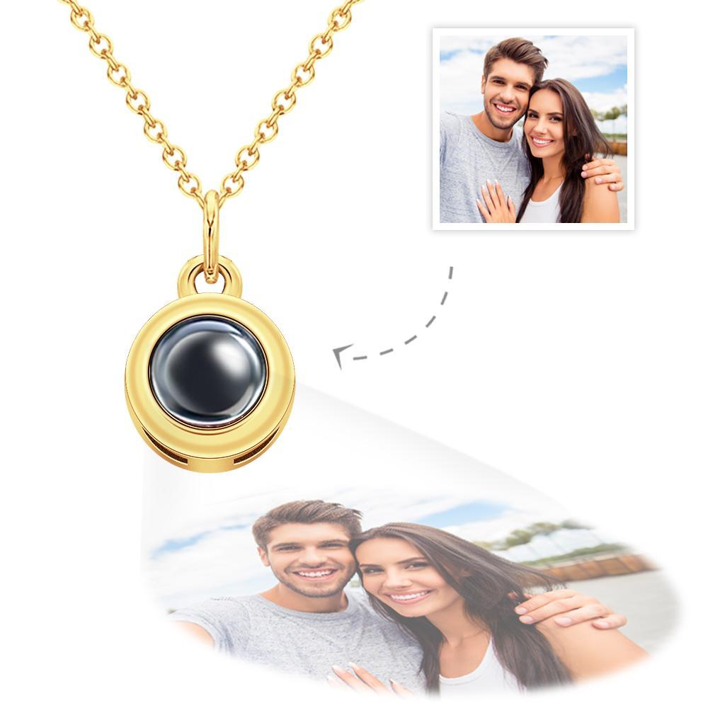 Circle Pendant Personalized Photo Projection Necklace Custom Cute Jewelry Anniversary Gifts - soufeelmy