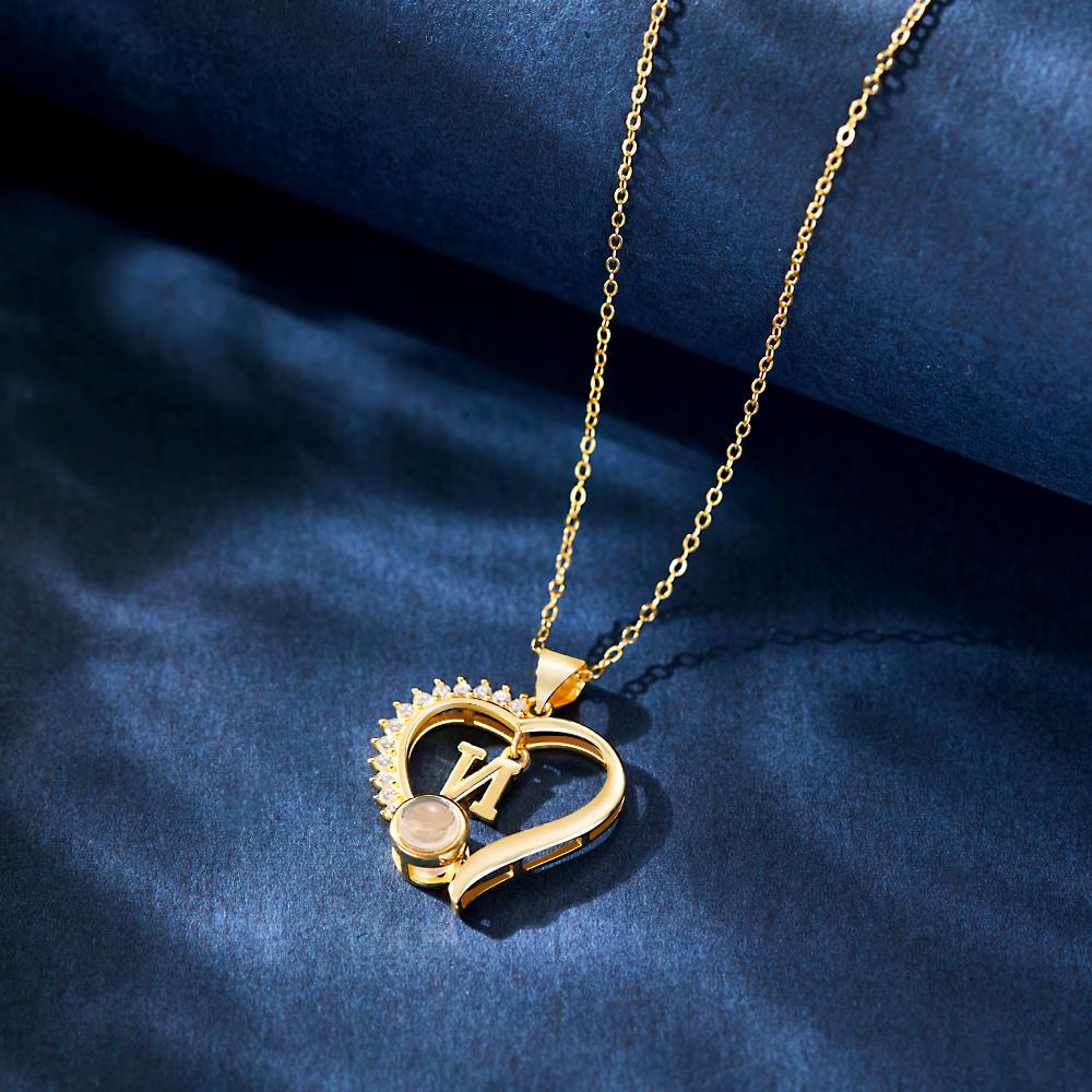 Custom Projection Necklace Custom Letter Heart-shaped Design Gifts - soufeelmy