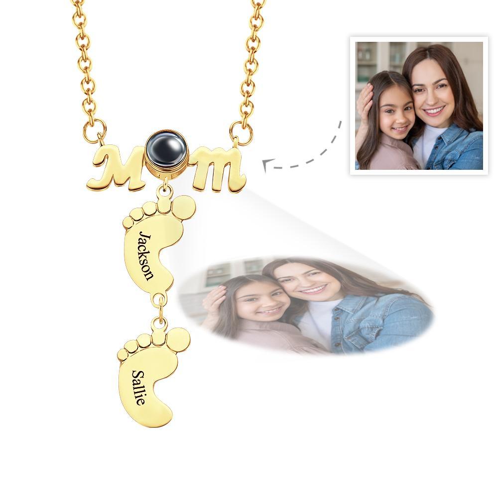 Custom Projection Engraved Necklace Funny Feet Mother's Day Gifts - soufeelmy