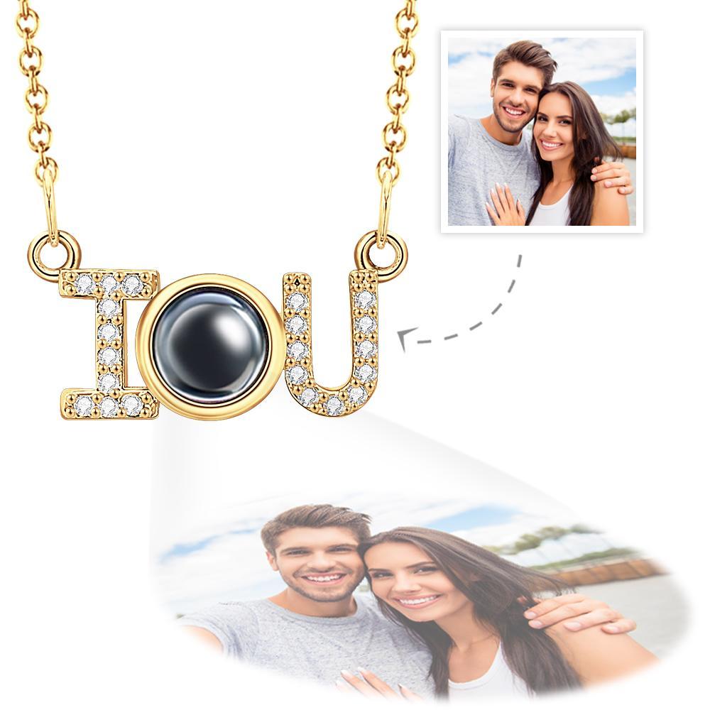 Custom Projection Necklace I Love U Romantic Memorial Couple Gifts - soufeelmy