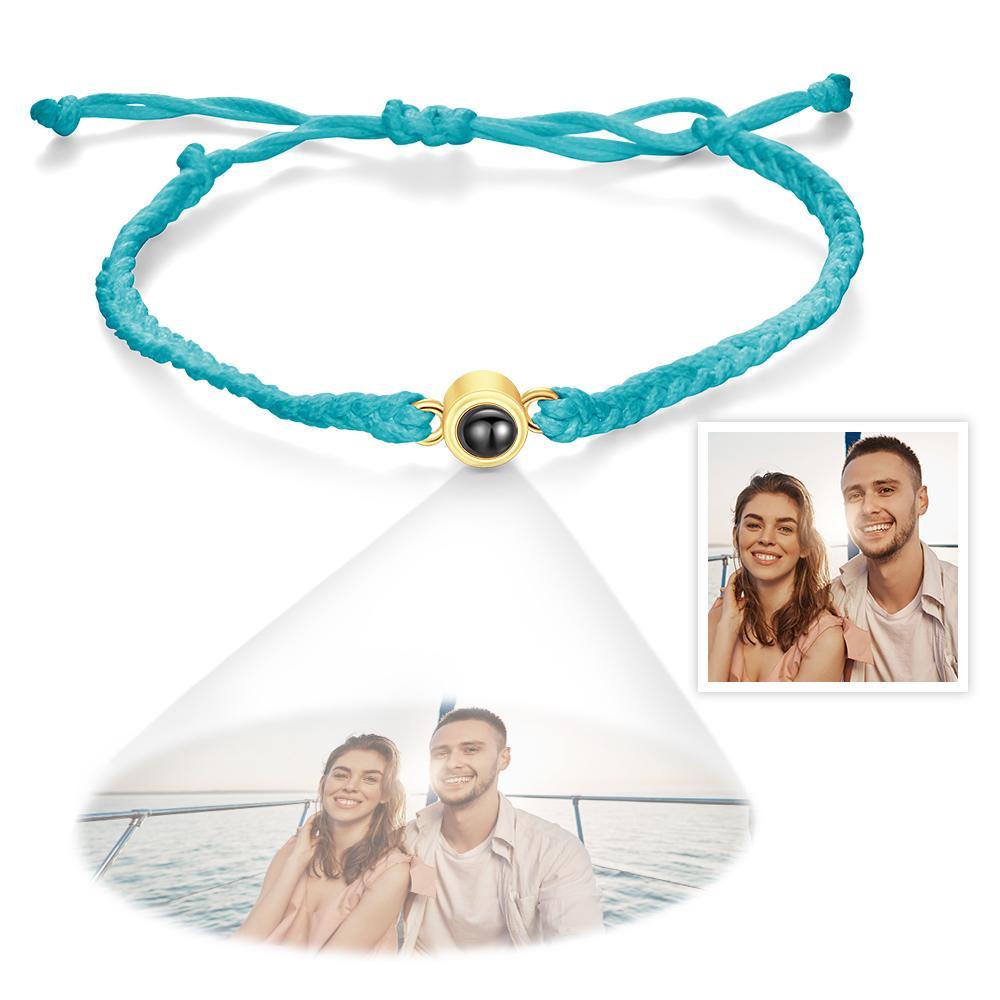 Custom Photo Projection Bracelet Braided Blue Rope Bracelet Best Gift For Lovers - soufeelmy