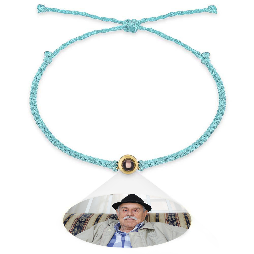 Personalized Photo Projection Couple Bracelet Braided Black Rope Bracelet Gift for Parents and Grandparents - soufeelmy