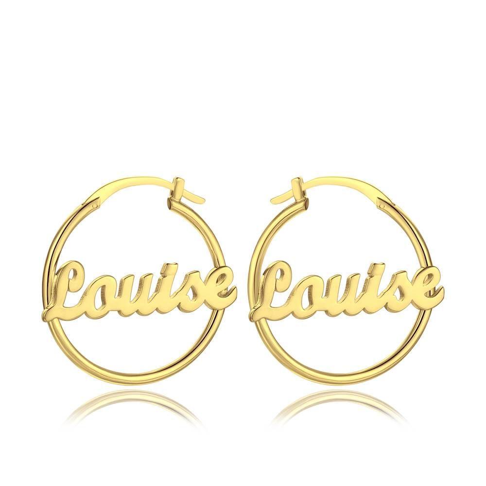Personalized Name Earrings Unique Gift 14K Gold Plated - 