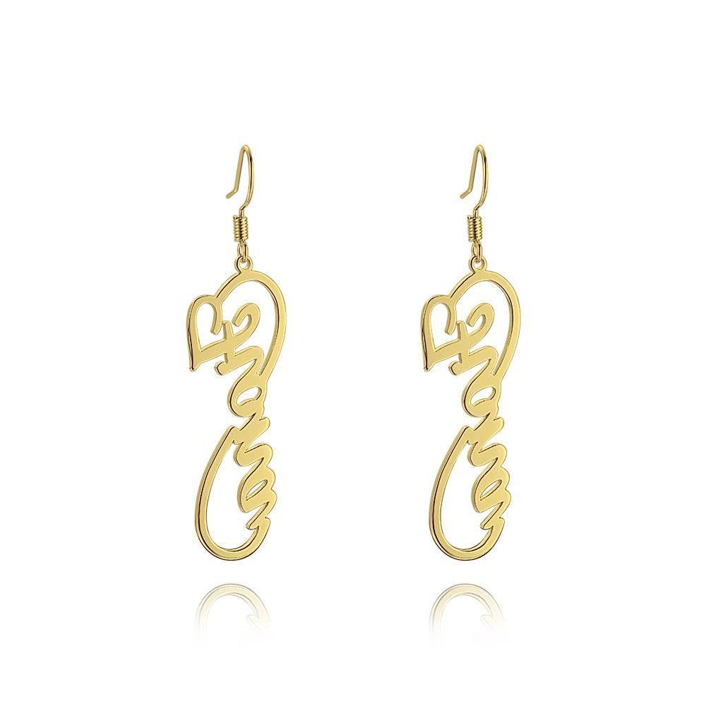 Name Earrings, Drop Earrings Rose Gold Plated Silver - Gift - 