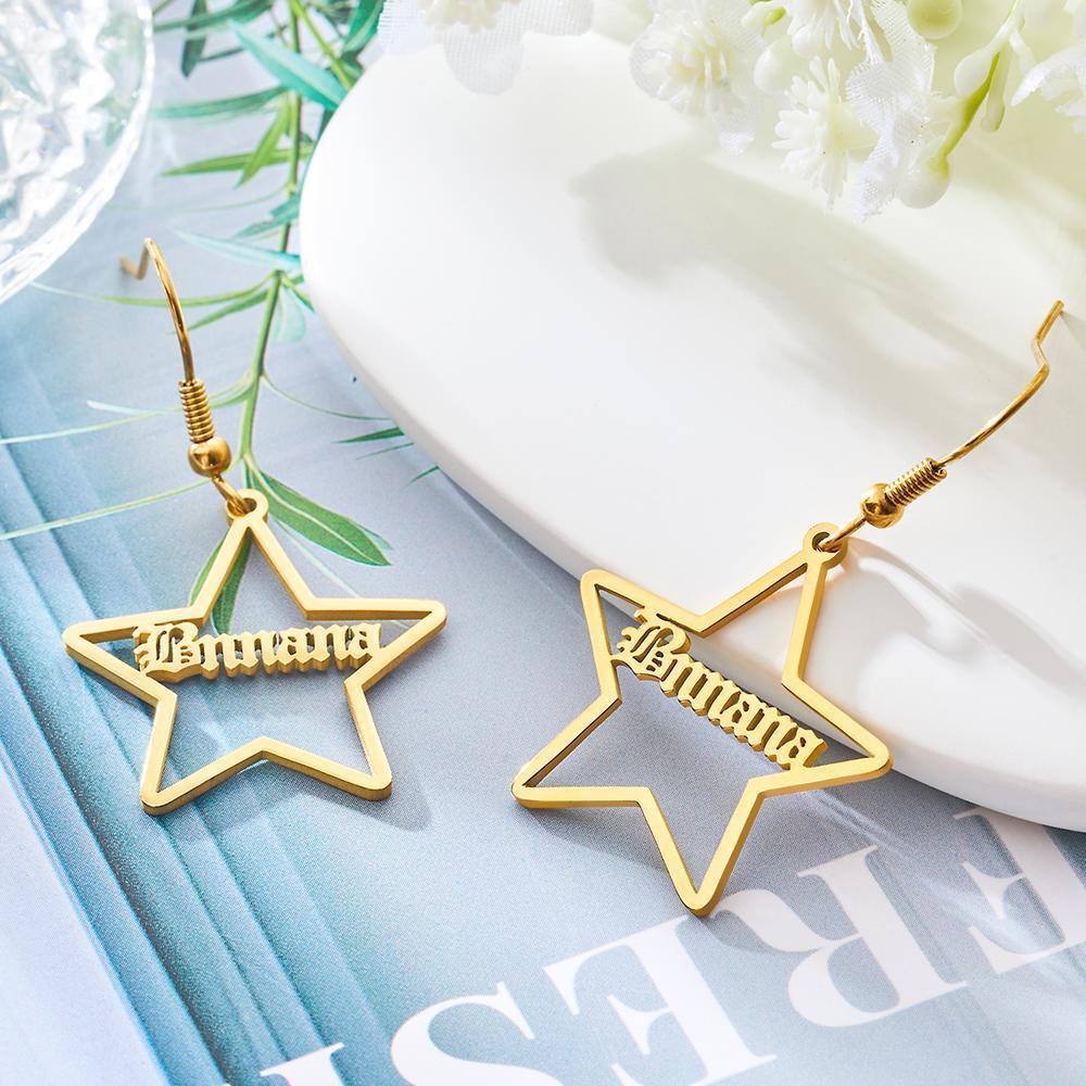 Custom Engraved Earrings Stainless Steel Star-shaped Earrings