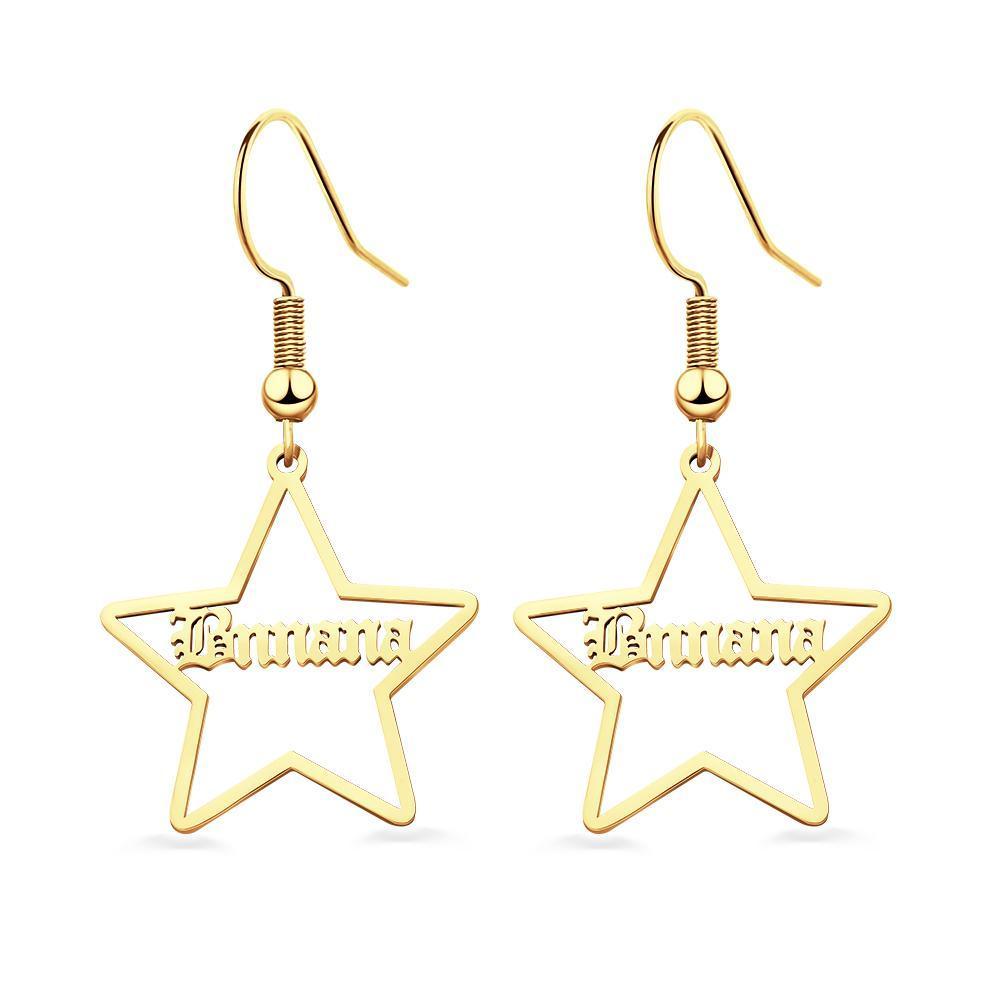 Custom Engraved Earrings Stainless Steel Star-shaped Earrings