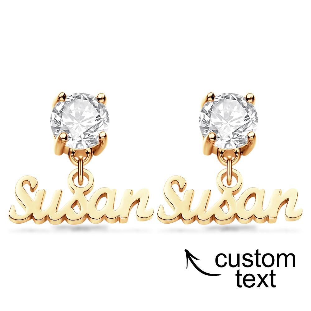 Personalized Name Earrings for Women with Birthstone Custom Name Dangle Earrings - soufeelmy