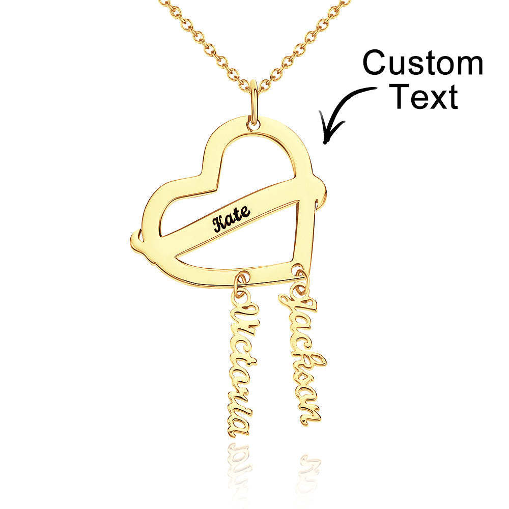 Personalized Engraved Dream Catcher Heart Necklace with Names Pendant Unique Gifts - soufeelmy