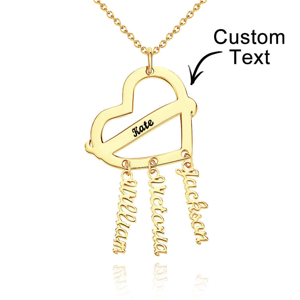 Personalized Engraved Dream Catcher Heart Necklace with Names Pendant Unique Gifts - soufeelmy