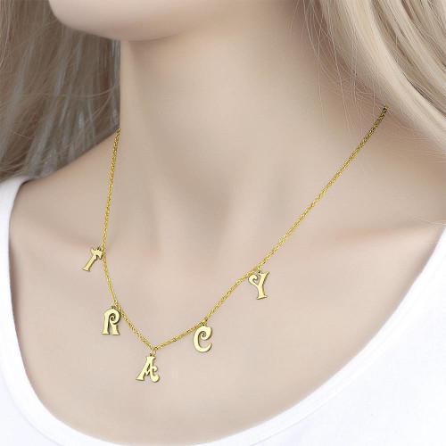 Personalized Name Necklace, Initial Letter Necklace 14k Gold Plated - Golden - 