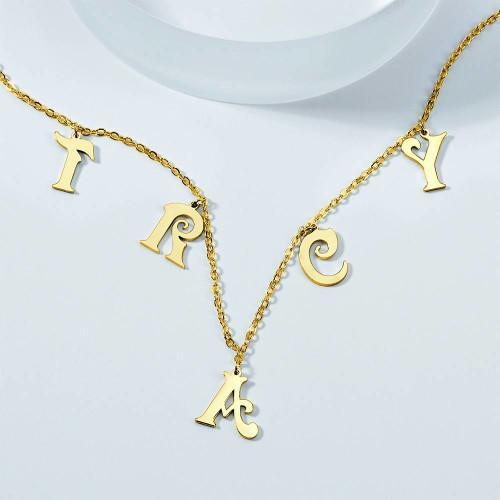 Personalized Name Necklace, Initial Letter Necklace 14k Gold Plated - Golden - 