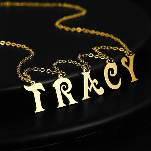 Personalized Name Necklace, Initial Letter Necklace 14k Gold Plated - Golden - 