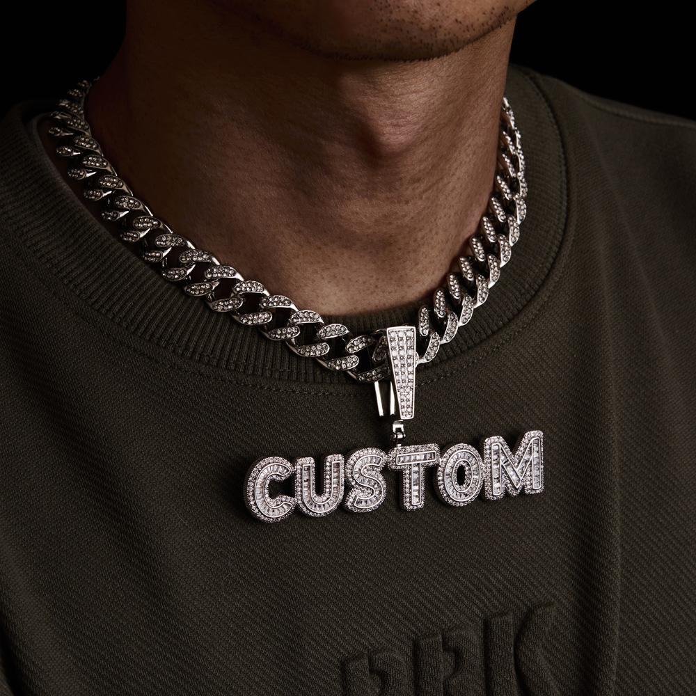 Custom Letter Men's Pendant Necklace with Bling Cuban Link Chain Jewelry Gift - soufeelmy