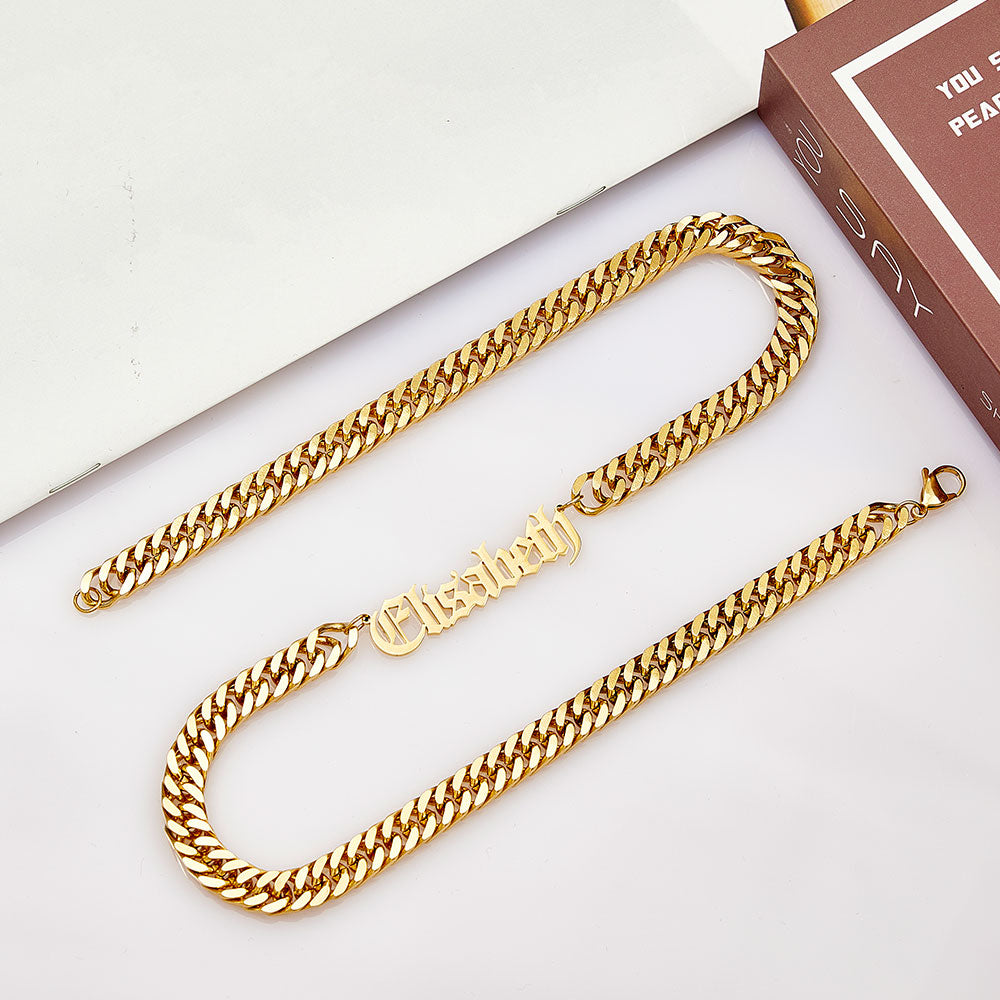 Custom 8mm Thick Cuban Chain Personalized Name Choker Gift for Women Men - soufeelmy