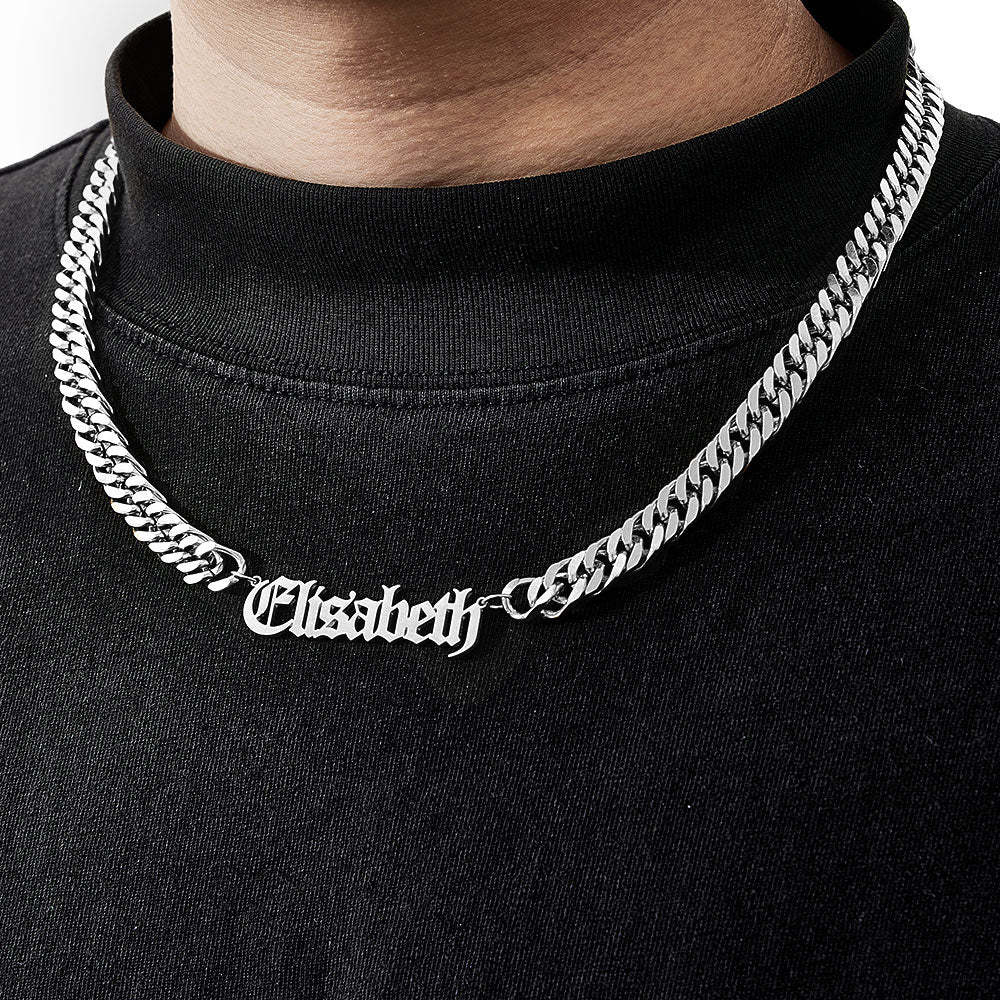 Custom 8mm Thick Cuban Chain Personalized Name Choker Gift for Women Men - soufeelmy