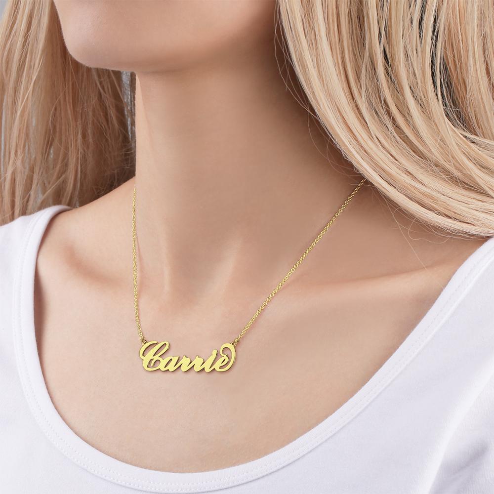 Personalized Large Name Necklace, Big Statement Necklace 14k Gold Plated - Golden - 
