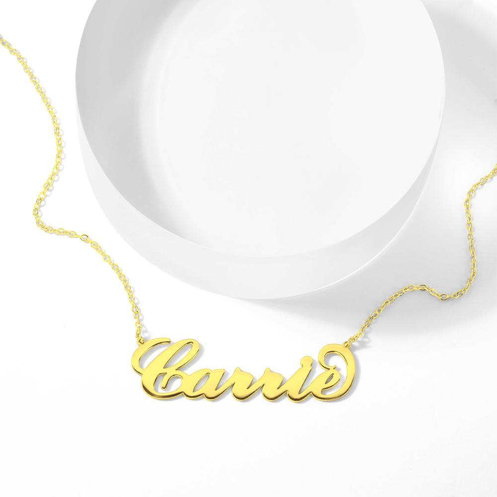 Personalized Large Name Necklace, Bridal Necklace 14k Gold Plated - Golden - 