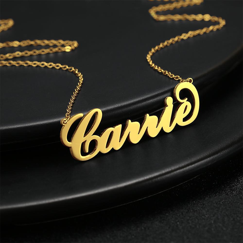 Personalized Large Name Necklace, Big Statement Necklace 14k Gold Plated - Golden - 