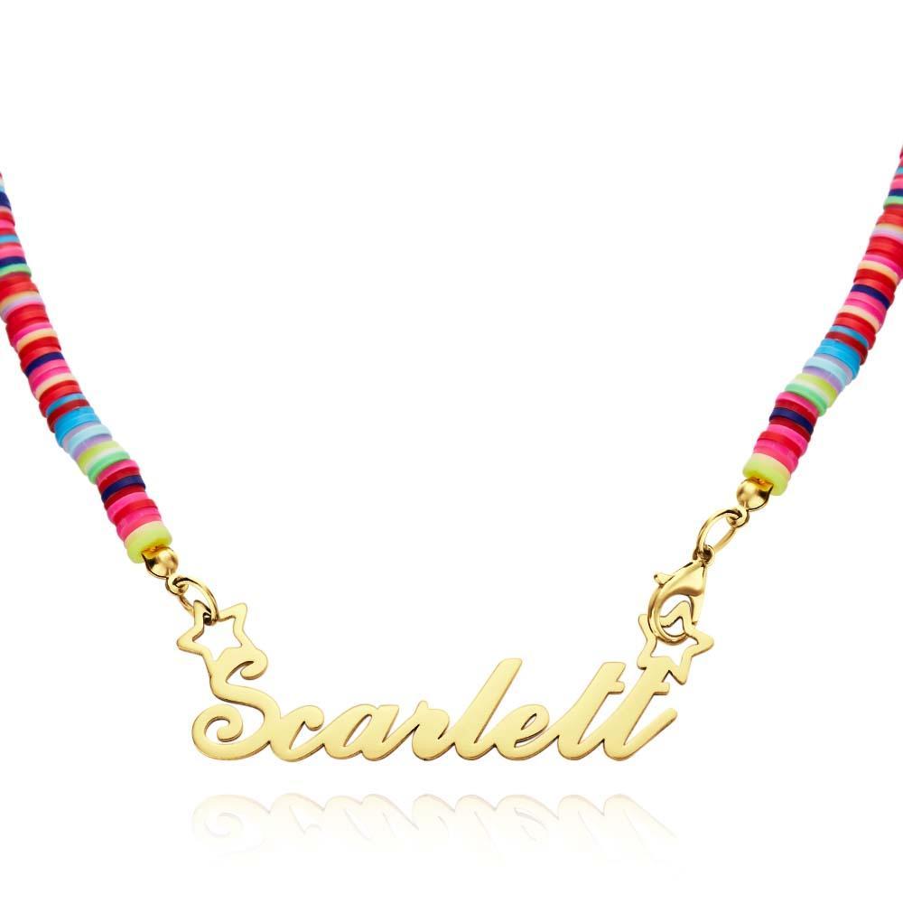 Rainbow Magic Girls Name Necklace Personalized Children Nameplate Necklace Gift - soufeelmy