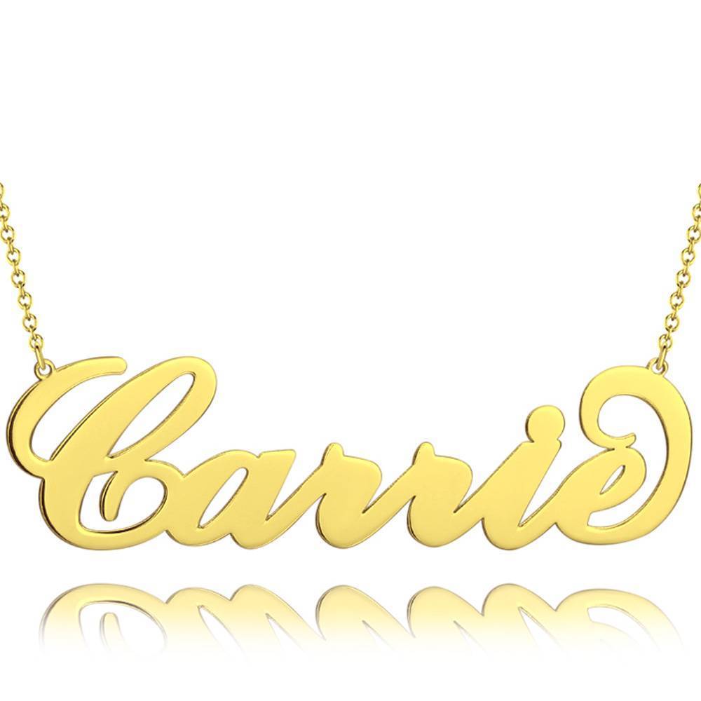 Personalized Large Name Necklace, Bridal Necklace 14k Gold Plated - Golden - 