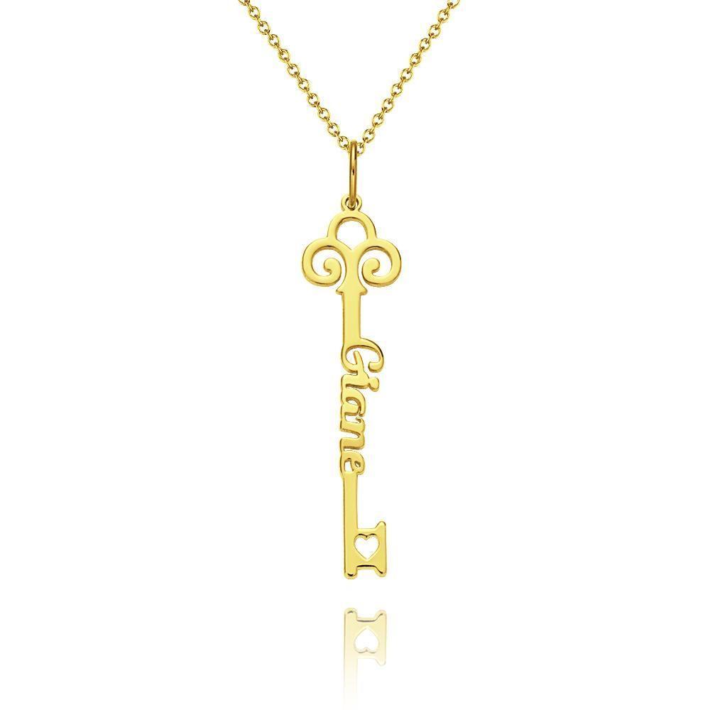Custom Key Name Necklace Customized Gift Wedding Gift Rose Gold Plated Silver -